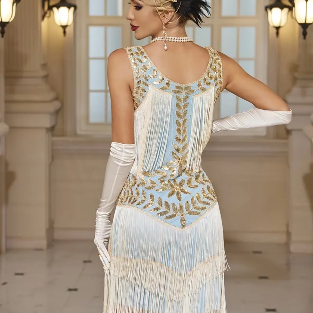Roaring 20s Flapper Costume Dress size L. Item #3893 - Picture 4 of 8